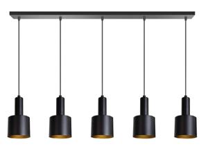 ETH Zwarte hanglamp Sledge 5-lichts zwart met goud 05-HL4393-30