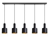 ETH Zwarte hanglamp Sledge 5-lichts zwart met goud 05-HL4393-30