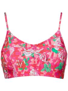 Amir Slama floral print bikini top - Rose