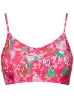 Amir Slama floral print bikini top - Rose