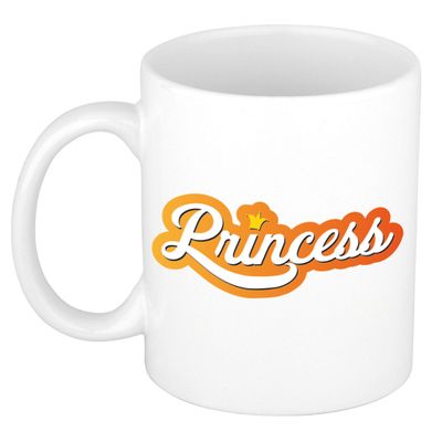 Koningsdag princess met kroontje mok/ beker wit 300 ml