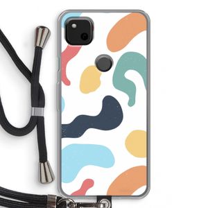 Memphis Shapes Blue: Pixel 4a Transparant Hoesje met koord