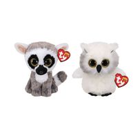 Ty - Knuffel - Beanie Boo's - Linus Lemur & Austin Owl - thumbnail