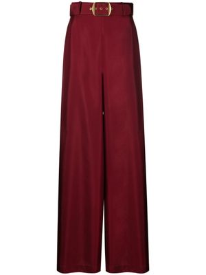 ZIMMERMANN pantalon ample en soie à taille ceinturée - Rouge