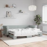 Slaapbank met onderschuifbed 80x200 cm fluweel lichtgrijs