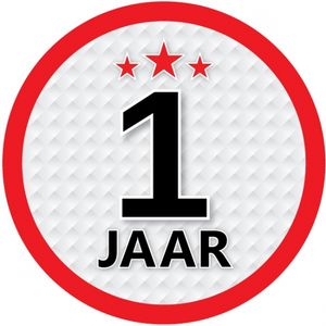 1 jaar leeftijd sticker rond verjaardag versiering   -