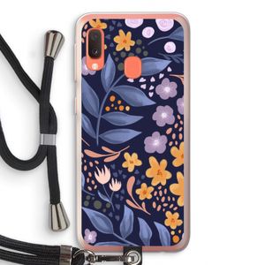 Flowers with blue leaves: Samsung Galaxy A20e Transparant Hoesje met koord