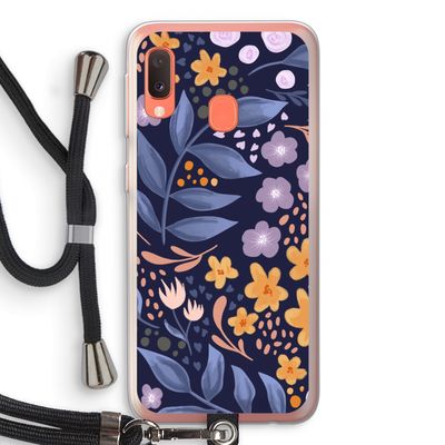 Flowers with blue leaves: Samsung Galaxy A20e Transparant Hoesje met koord