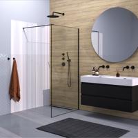Inloopdouche Brauer Frame Set 1 Helder Glas 100x200 Met Muurprofiel En Lijst Rondom Mat Zwart Brauer