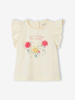 T-shirt met bloemen in reliëf baby ecru - thumbnail
