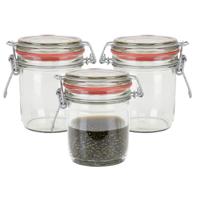Weckpot/inmaakpot - 3x - glas - 300 ml - met beugelsluiting - transparant