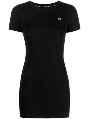Marine Serre robe en maille fine nervurée - Noir