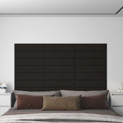 VidaXL Wandpanelen 12 st 1,08 m² 60x15 cm stof zwart