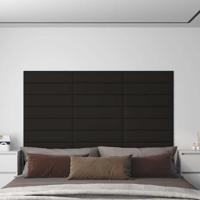 VidaXL Wandpanelen 12 st 1,08 m² 60x15 cm stof zwart - thumbnail