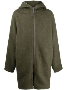 Rick Owens manteau zippé en laine à capuche - Vert