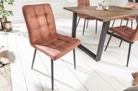 Retro design stoel MODENA vintage bruin met decoratieve stiksels - 40689