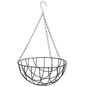 Hangende plantenbak metaaldraad donkergrijs met ketting H16 x D30 cm - hanging basket - Plantenbakken