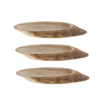 Boomschijf - 3x - 31 x 3 cm - paulownia hout - ovaal - kaarsenbord - serveerplank