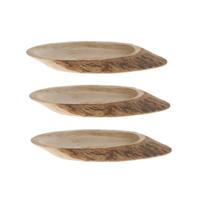 Boomschijf - 3x - 31 x 3 cm - paulownia hout - ovaal - kaarsenbord - serveerplank