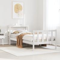 Bedframe zonder matras massief grenenhout wit 75x190 cm