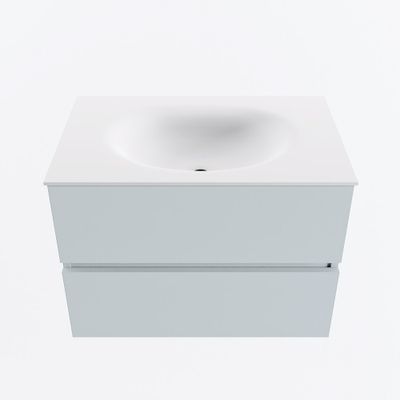 MONDIAZ VICA 70cm badmeubel onderkast Clay 2 lades. Wastafel MOON midden zonder kraangat, kleur Talc.