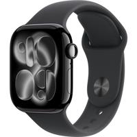 Apple Watch Series 11 GPS + Cellular - 42 mm - Jet Black aluminium kast - Zwarte sportband - M/L