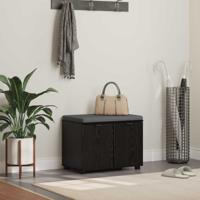 Halbank met kussen met opslag Zwart Eiken 60 x 38 x 46 cm