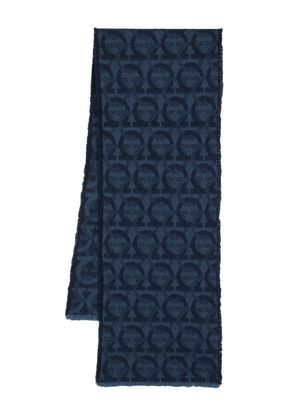 Ferragamo écharpe à motif monogrammé en jacquard - Bleu