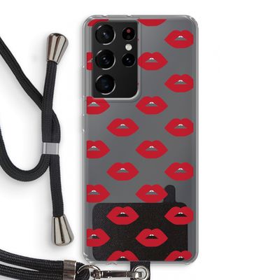 Lips: Samsung Galaxy S21 Ultra Transparant Hoesje met koord