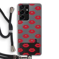 Lips: Samsung Galaxy S21 Ultra Transparant Hoesje met koord