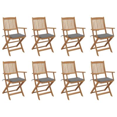 Tuinstoelen 8 st inklapbaar met kussens massief acaciahout
