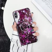 Marmer anti-drop TPU bescherming achtercover voor iPhone XS Max met opvouwbare houder (Z12)