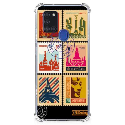 Samsung Galaxy A21s Telefoonhoesje met valbescherming Postzegels Samsung Galaxy A21s Telefoonhoesje met valbescherming Postzegels