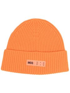 MCQ bonnet en maille nervurée à patch logo - Orange