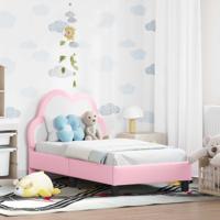 Peuterbedframe met hoofdbord met hoofdeinde Roze 70 x 140 cm PU