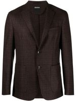 Zegna blazer en tweed à simple boutonnage - Violet - thumbnail