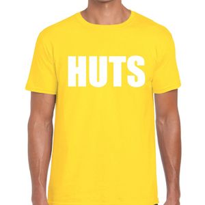 HUTS tekst t-shirt geel heren