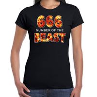 666 number of the beast halloween verkleed t-shirt zwart voor dames - thumbnail