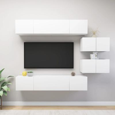 6-delige Tv-meubelset spaanplaat wit
