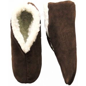 Spaanse suede slofjes/pantoffeltjes bruin voor volwassenen 47  -