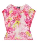 Versace Kids caftan en coton à logo imprimé - Rose