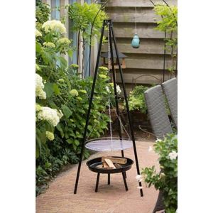 Statiefgrill met vuurpot en grillrooster
