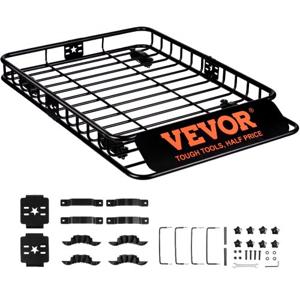 VEVOR imperiaalmand autodakmand universeel 1175 x 915 x 114 mm, imperiaalkuip 90 kg draagvermogen relingdrager vrachtbagagedrager zwart voor kamperen, barbecues, autoritten etc.