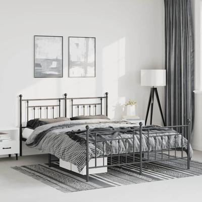 Bedframe met hoofd- en voeteneinde metaal zwart 150x200 cm