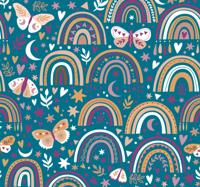 Slaapkamer behang patroon met boho regenbogen
