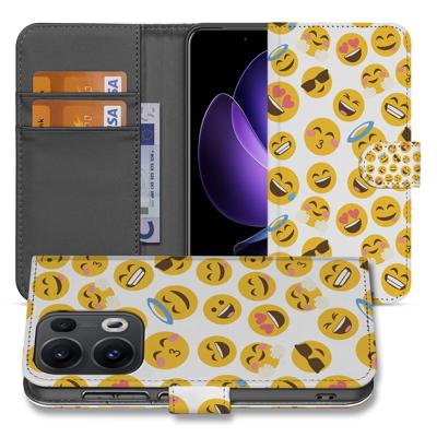 OPPO Reno 13 Pro | Telefoonhoesje | Met pasjeshouder | - Emoji Design OPPO Reno 13 Pro | Telefoonhoesje | Met pasjeshouder | - Emoji Design