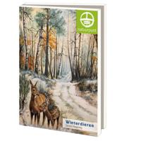 Kaartenmapje 10 stuks met env - Winterdieren Natuurpunt