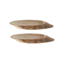 2x stuks woondecoratie ovale boomschijven van hout 31 cm