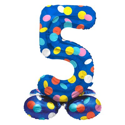 Folat BV Staande folieballon colorful dots cijfer 5 - 72cm
