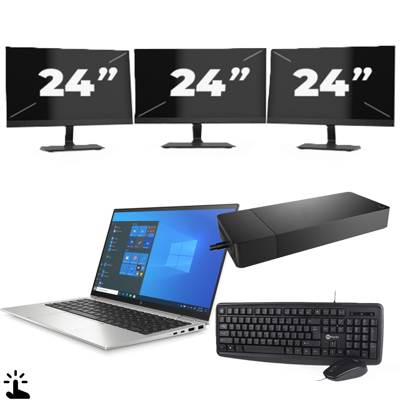 HP EliteBook x360 1040 G8 - Intel Core i7-11e Generatie - 14 inch - Touch - 16GB RAM - 256GB SSD - Windows 11 + 3x 24 inch Monitor HP EliteBook x360 1040 G8 - Intel Core i7-11e Generatie - 14 inch - Touch - 16GB RAM - 256GB SSD - Windows 11 + 3x 24 inch Monitor